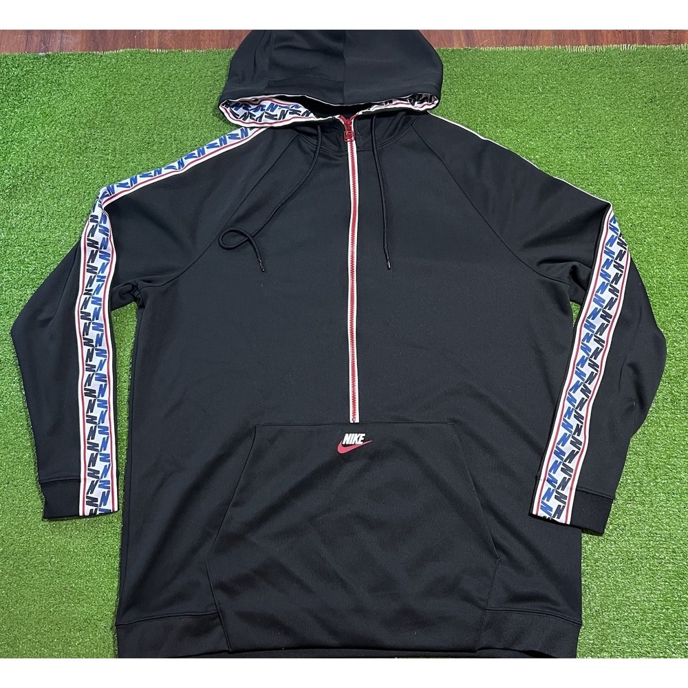 Y2K Nike Jacket LG 1/2 Zip Hooded Sweatshirt Pullover Black‎
